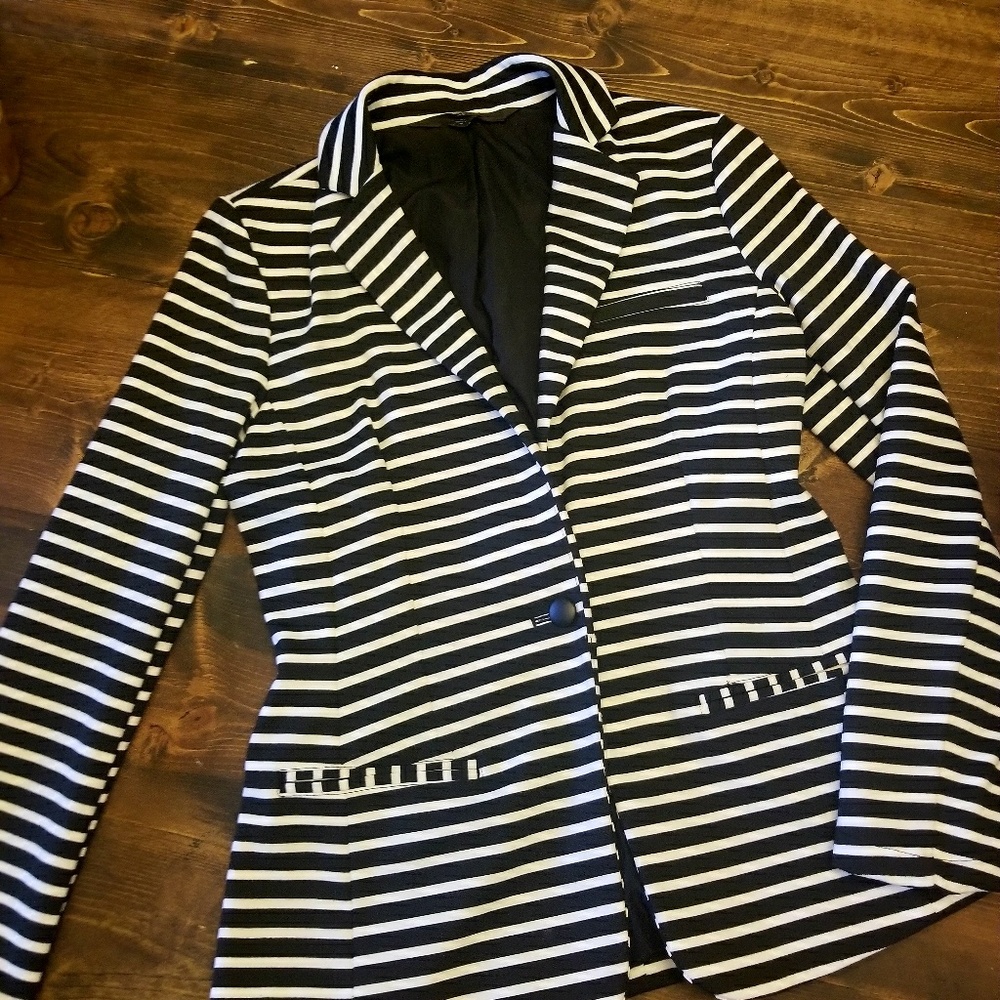 Classic black and white stripe blazer